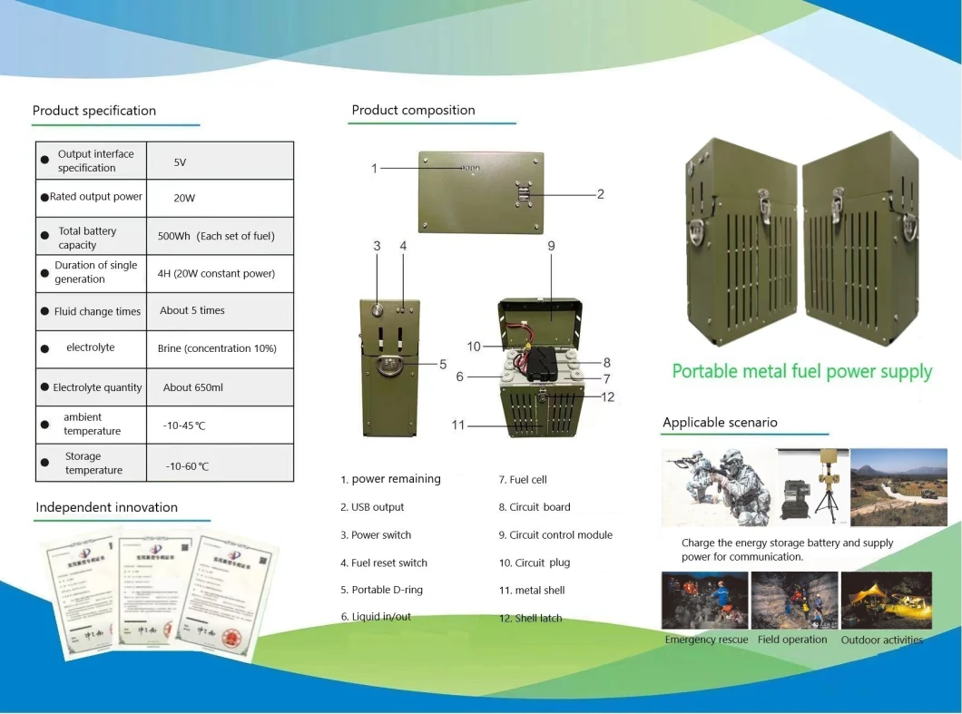Metal Fuel Spontaneous Electric Power Source New Energy Environmental Protection and Pollution