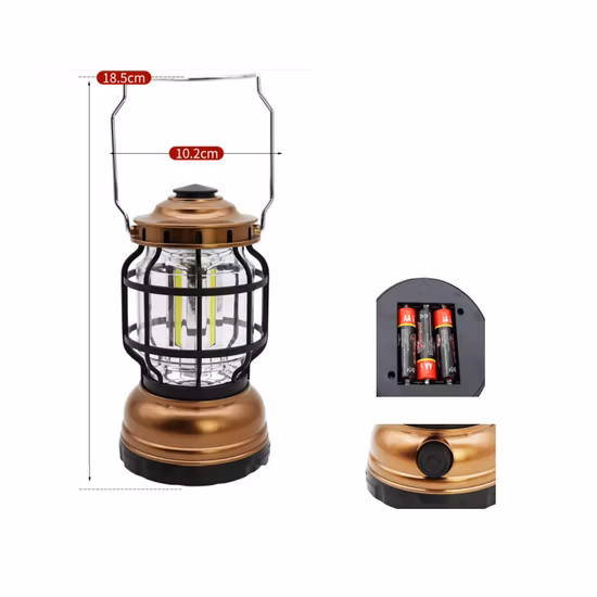 6W AA 건전지 전원을 사용하는 방수 야외 텐트 COB 캠핑 팬 라이트