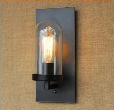 장식 다락방 침대 옆 벽 램프, 복고풍 유리 갓 벽 램프